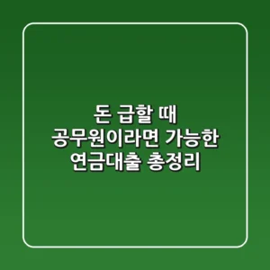돈 급할 때 공무원이라면 가능한 연금대출 총정리