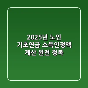 2025년 노인 기초연금 소득인정액 계산 완전 정복