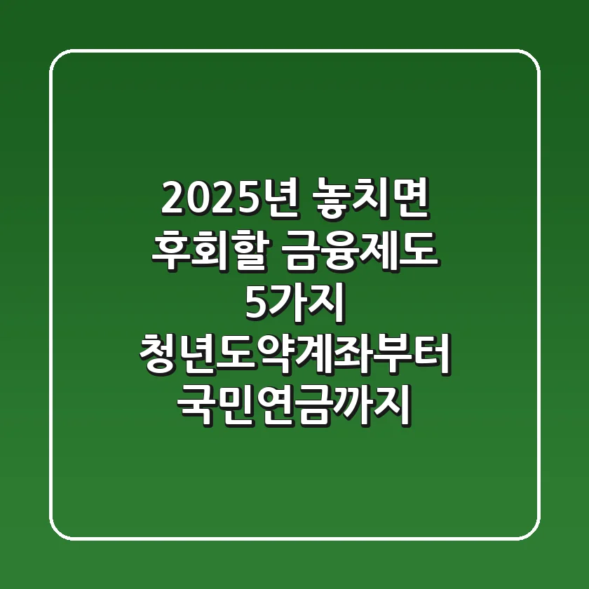 2025년 놓치면 후회할 금융제도 5가지 청년도약계좌부터 국민연금까지