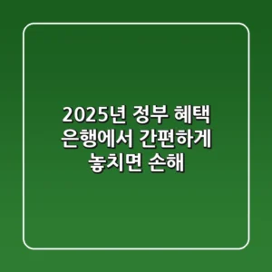 2025년 정부 혜택 은행에서 간편하게 놓치면 손해