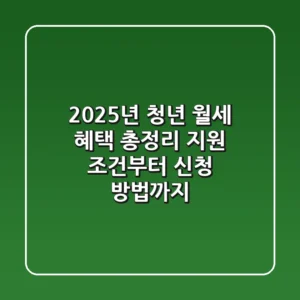 2025년 청년 월세 혜택 총정리: 지원 조건부터 신청 방법까지!