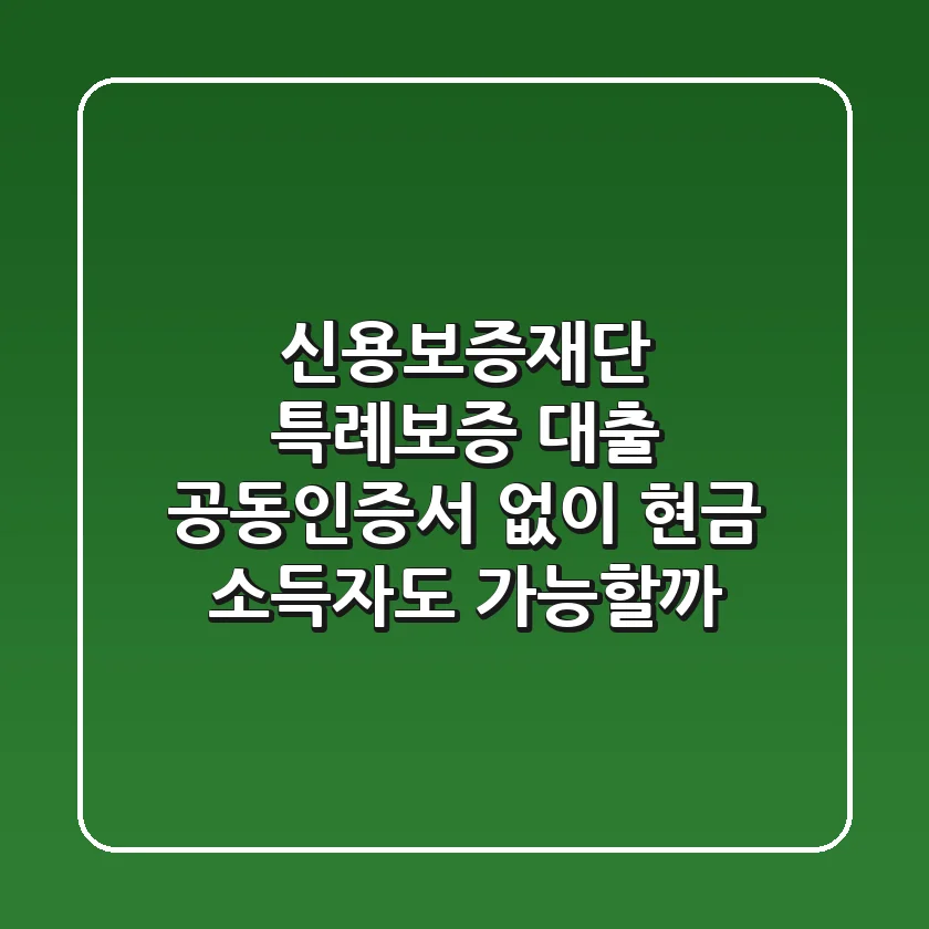 신용보증재단 특례보증 대출: 공동인증서 없이, 현금 소득자도 가능할까?