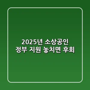 2025년 소상공인 정부 지원, 놓치면 후회!💰💰