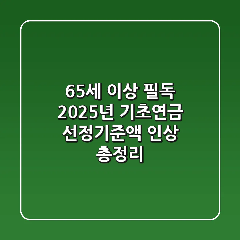 65세 이상 필독! 2025년 기초연금 선정기준액 인상 총정리