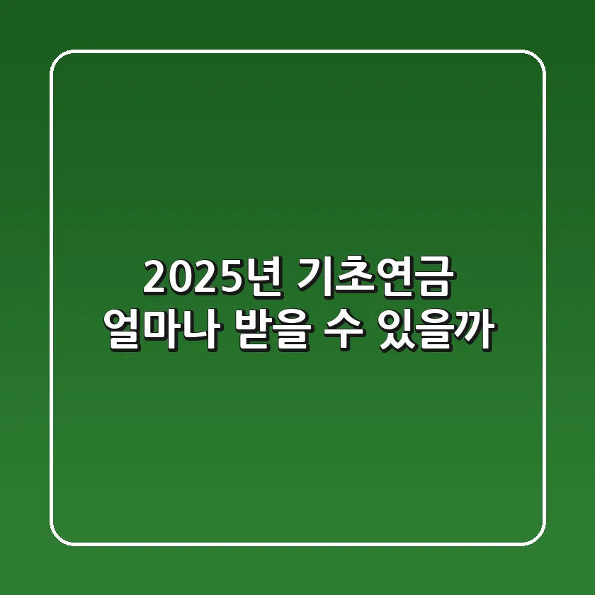 2025년 기초연금, 얼마나 받을 수 있을까?