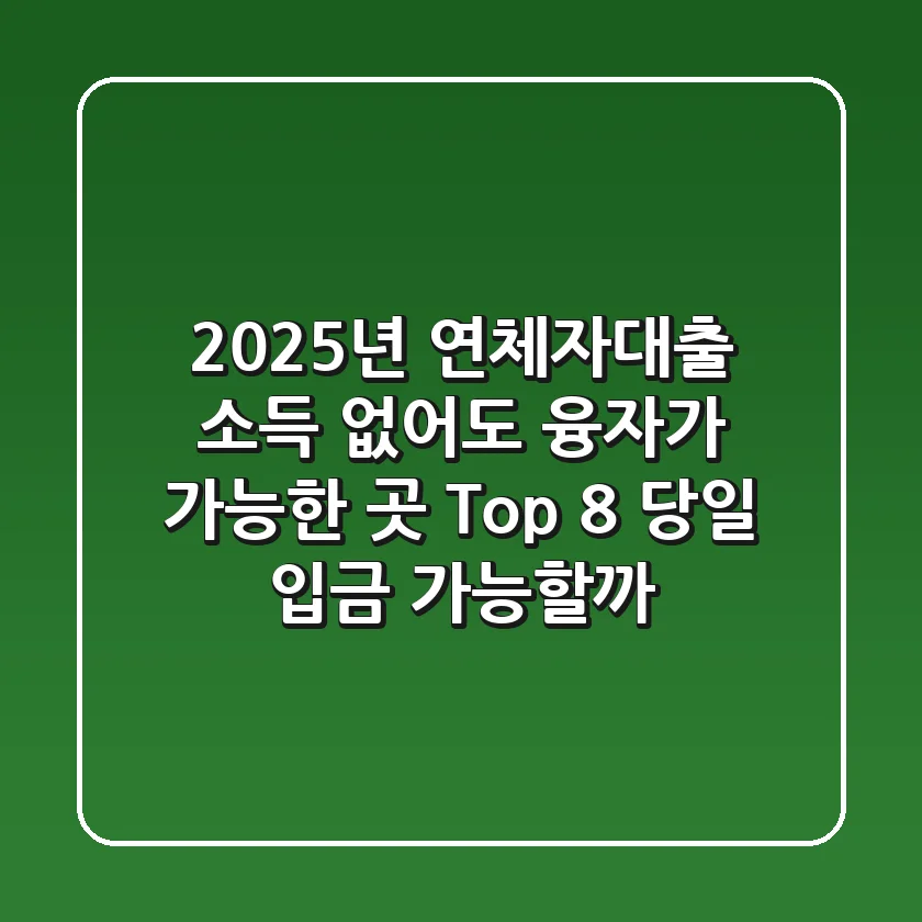 2025년 연체자대출: 소득 없어도 융자가 가능한 곳 Top 8, 당일 입금 가능할까?
