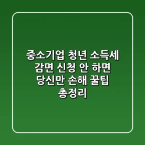 중소기업 청년 소득세 감면, 신청 안 하면 당신만 손해! (꿀팁 총정리)