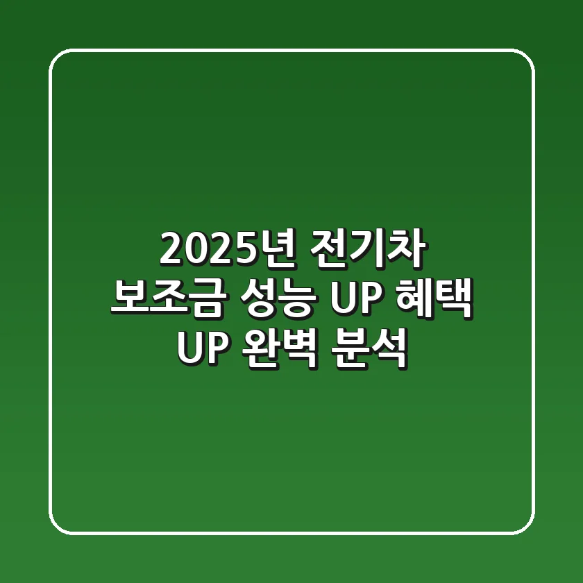 2025년 전기차 보조금: 성능 UP! 혜택 UP! 완벽 분석