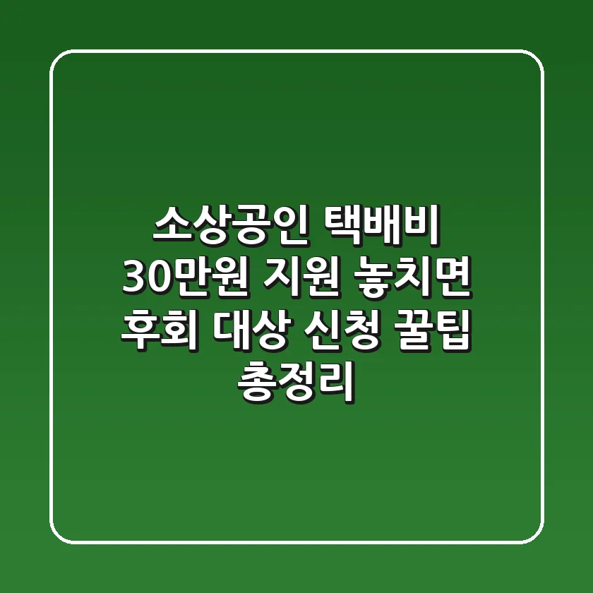 소상공인 택배비 30만원 지원, 놓치면 후회! 대상, 신청, 꿀팁 총정리