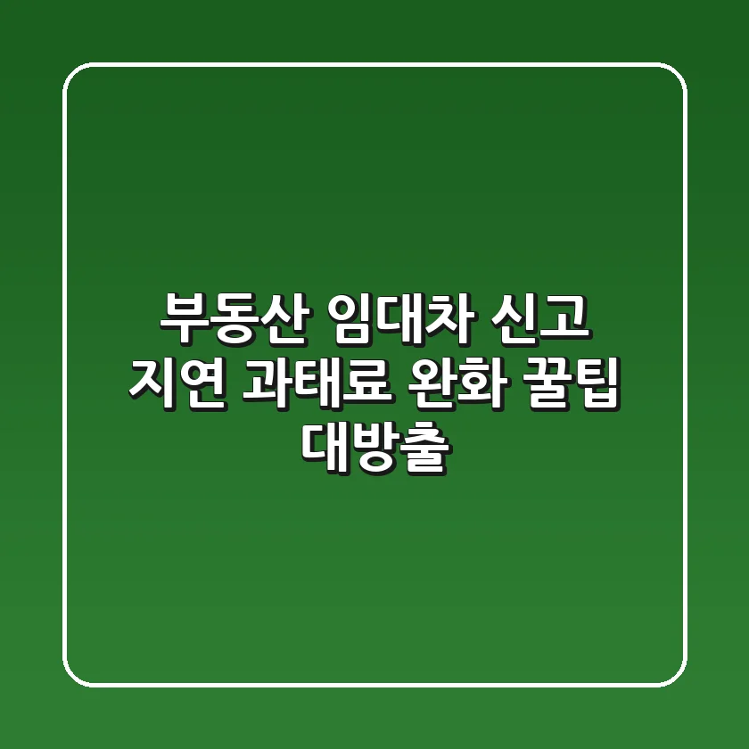 부동산 임대차 신고 지연? 과태료 완화 꿀팁 대방출!