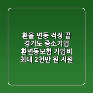 환율 변동 걱정 끝! 경기도 중소기업 환변동보험 가입비 최대 2천만 원 지원