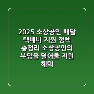 2025 소상공인 배달 택배비 지원 정책 총정리 : 소상공인의 부담을 덜어줄 지원 혜택