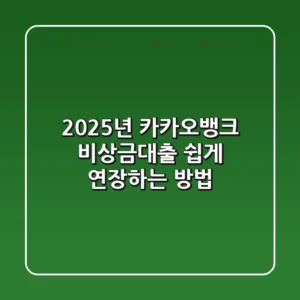 2025년 카카오뱅크 비상금대출 쉽게 연장하는 방법