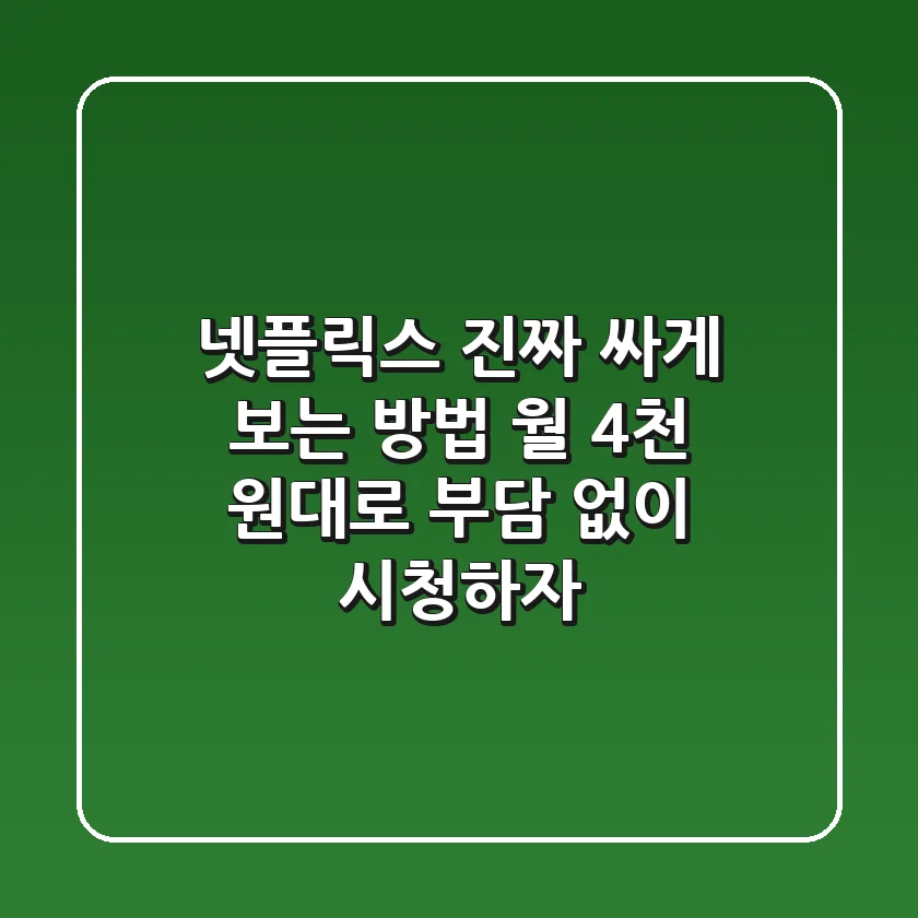 넷플릭스 진짜 싸게 보는 방법! 월 4천 원대로 부담 없이 시청하자!