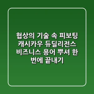 협상의 기술 속 피보팅, 캐시카우, 듀딜리전스? 비즈니스 용어 뿌셔! 한 번에 끝내기