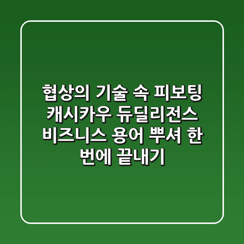 협상의 기술 속 피보팅, 캐시카우, 듀딜리전스? 비즈니스 용어 뿌셔! 한 번에 끝내기