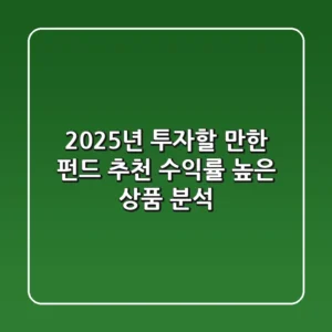 2025년 투자할 만한 펀드 추천! 수익률 높은 상품 분석