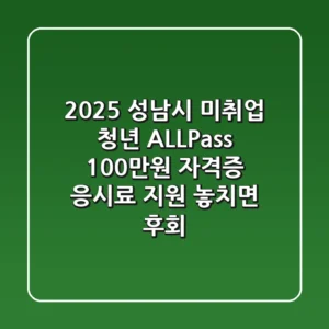 [2025 성남시] 미취업 청년 ALL-Pass: 100만원 자격증 응시료 지원! 놓치면 후회!