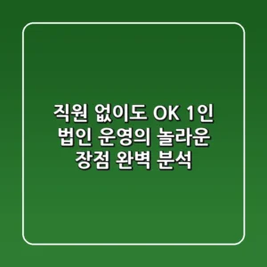 직원 없이도 OK! 1인 법인 운영의 놀라운 장점 완벽 분석