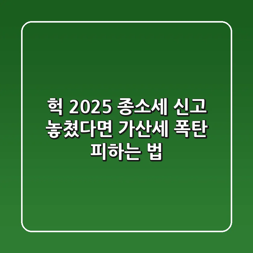 헉! 2025 종소세 신고 놓쳤다면? (가산세 폭탄 피하는 법)