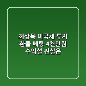 최상목 미국채 투자: 환율 베팅? 4천만원 수익설 진실은?