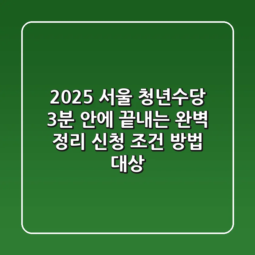 2025 서울 청년수당, 3분 안에 끝내는 완벽 정리! (신청 조건, 방법, 대상)