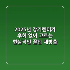 2025년 장기렌터카, 후회 없이 고르는 현실적인 꿀팁 대방출!