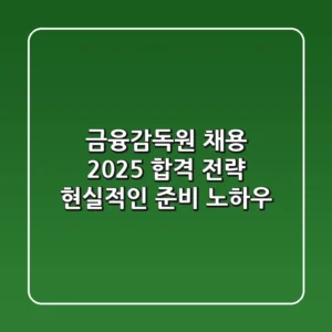 금융감독원 채용, 2025 합격 전략: 현실적인 준비 노하우
