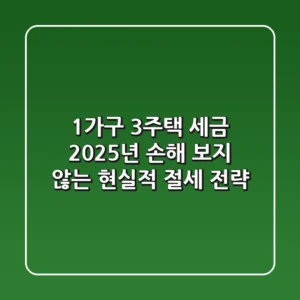 1가구 3주택 세금: 2025년, 손해 보지 않는 현실적 절세 전략