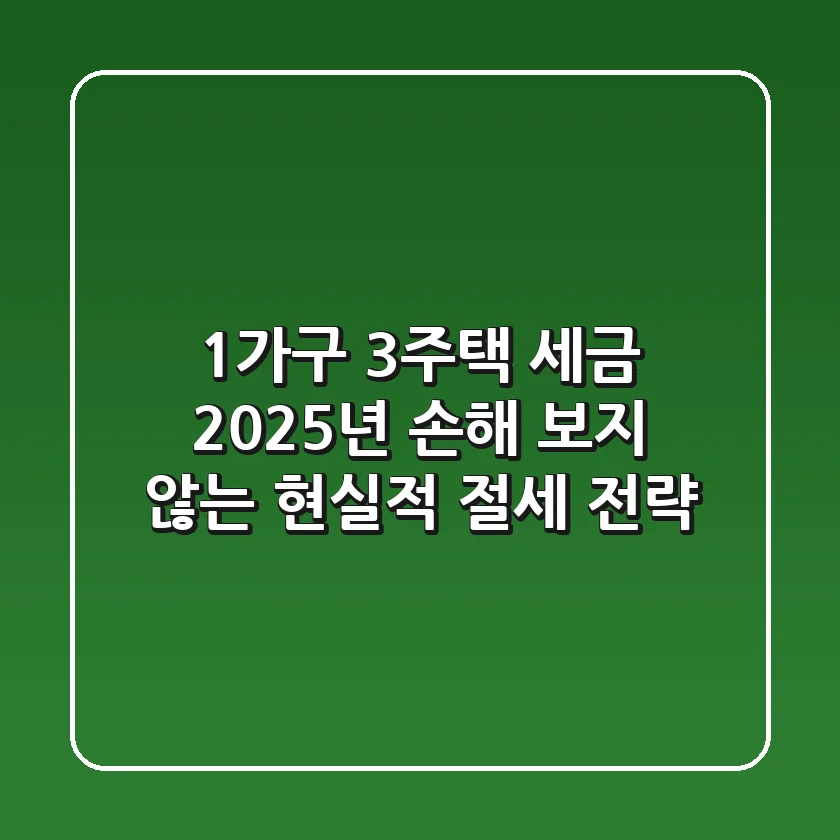 1가구 3주택 세금: 2025년, 손해 보지 않는 현실적 절세 전략