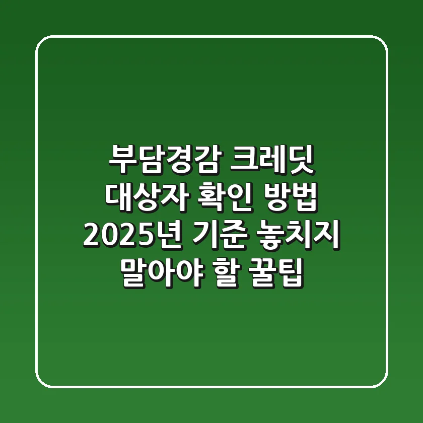 부담경감 크레딧 대상자 확인 방법: 2025년 기준 놓치지 말아야 할 꿀팁!