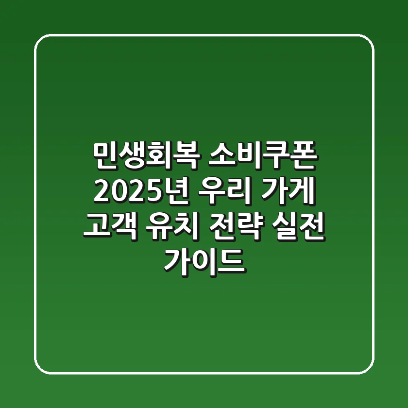 민생회복 소비쿠폰, 2025년 우리 가게 고객 유치 전략 실전 가이드