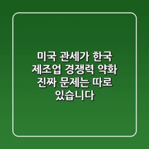 미국 관세가 한국 제조업 경쟁력 약화? 진짜 문제는 따로 있습니다