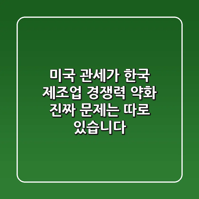 미국 관세가 한국 제조업 경쟁력 약화? 진짜 문제는 따로 있습니다