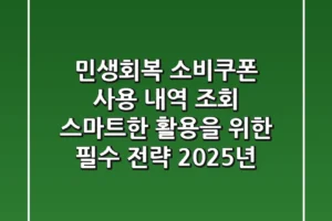 민생회복 소비쿠폰 사용 내역 조회, 스마트한 활용을 위한 필수 전략 (2025년)