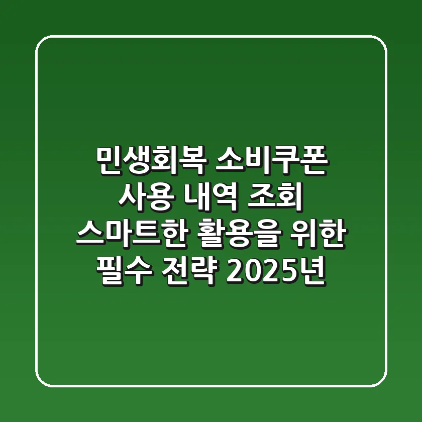 민생회복 소비쿠폰 사용 내역 조회, 스마트한 활용을 위한 필수 전략 (2025년)