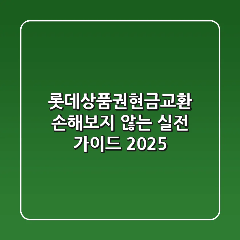 롯데상품권현금교환, 손해보지 않는 실전 가이드 2025