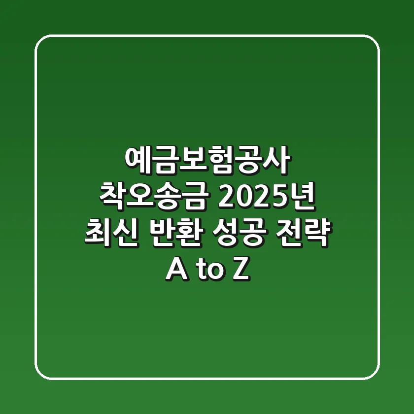 예금보험공사 착오송금, 2025년 최신 반환 성공 전략 A to Z