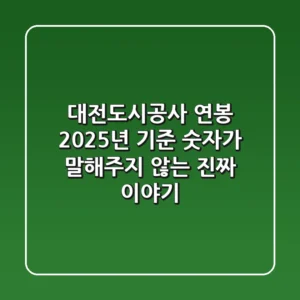 대전도시공사 연봉: 2025년 기준, 숫자가 말해주지 않는 진짜 이야기
