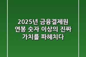 2025년 금융결제원 연봉: 숫자 이상의 진짜 가치를 파헤치다