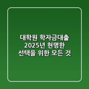 대학원 학자금대출, 2025년 현명한 선택을 위한 모든 것