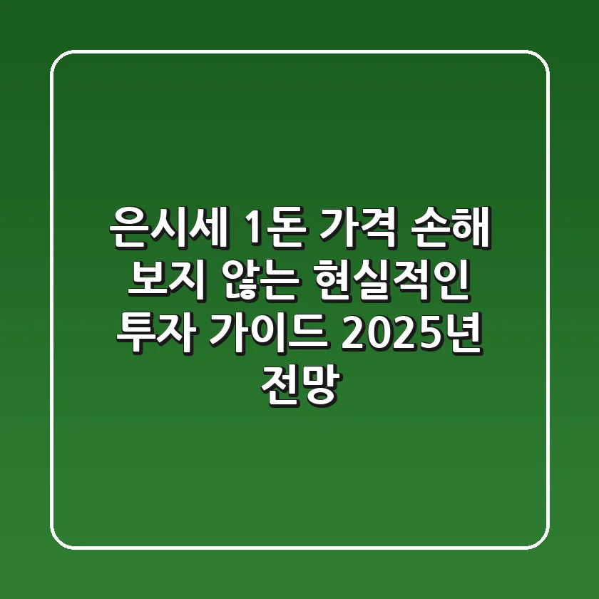 은시세 1돈 가격, 손해 보지 않는 현실적인 투자 가이드 (2025년 전망)
