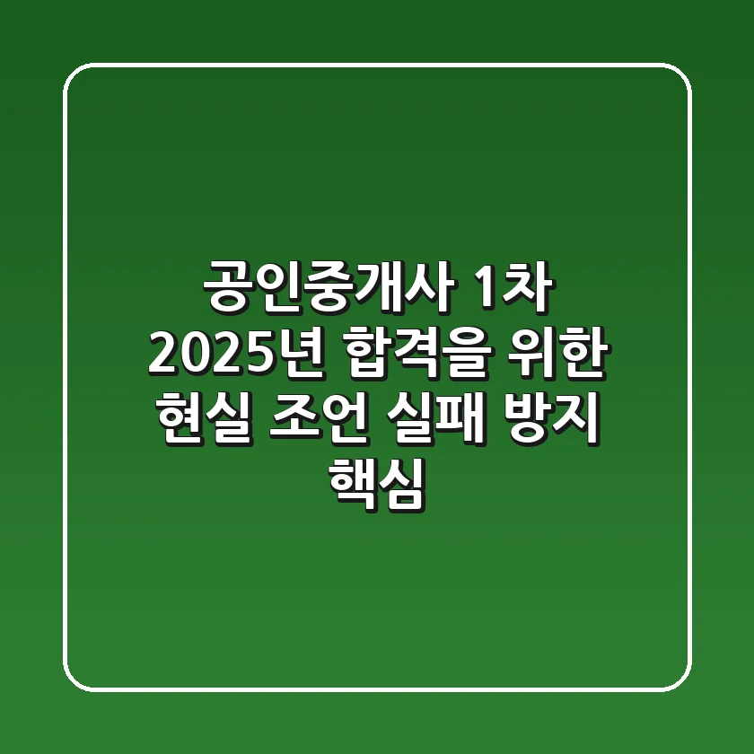 공인중개사 1차, 2025년 합격을 위한 현실 조언 (실패 방지 핵심!)