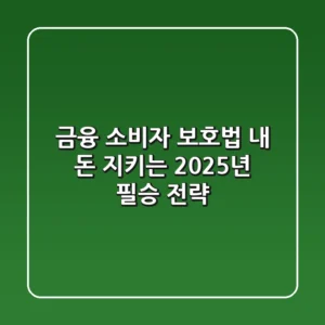 금융 소비자 보호법: 내 돈 지키는 2025년 필승 전략