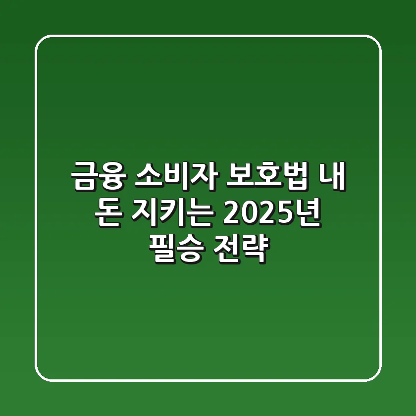 금융 소비자 보호법: 내 돈 지키는 2025년 필승 전략