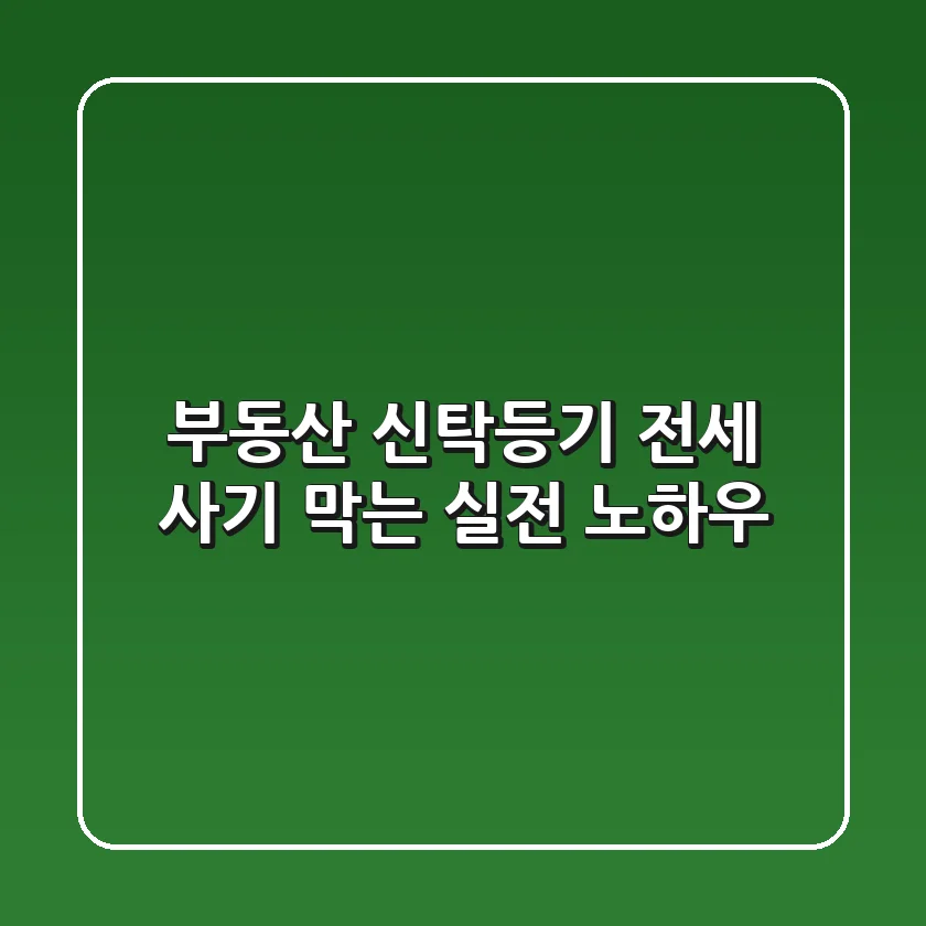 부동산 신탁등기: 전세 사기 막는 실전 노하우