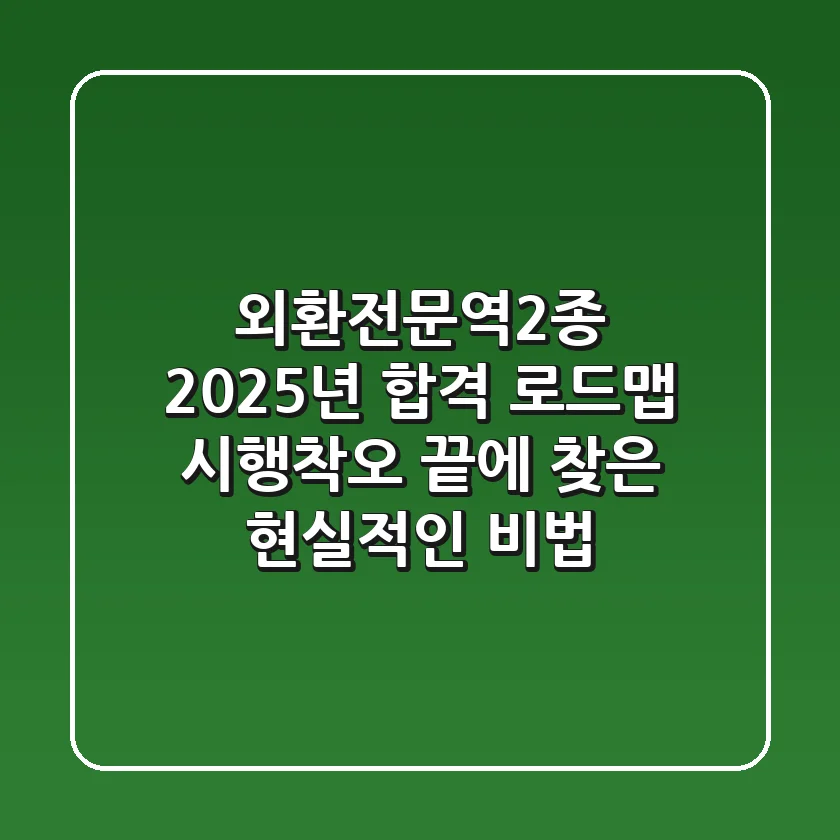 외환전문역2종, 2025년 합격 로드맵: 시행착오 끝에 찾은 현실적인 비법