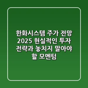 한화시스템 주가 전망 2025: 현실적인 투자 전략과 놓치지 말아야 할 모멘텀