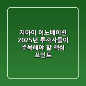 지아이 이노베이션, 2025년 투자자들이 주목해야 할 핵심 포인트