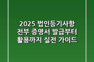 2025 법인등기사항 전부 증명서: 발급부터 활용까지 실전 가이드